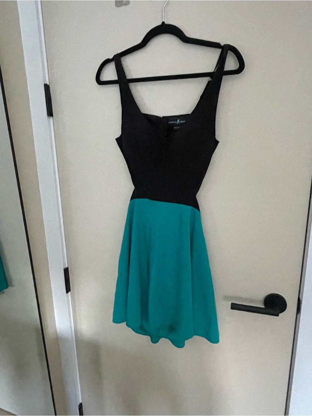 Marciano Black & Teal Fit-and-Flare Open back Dress - Women's